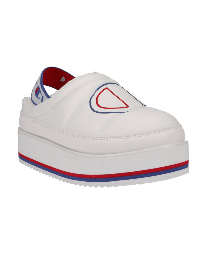 Champion Platform Sling Back Kadın Ev Terlik Beyaz ( EZMGJC093 )